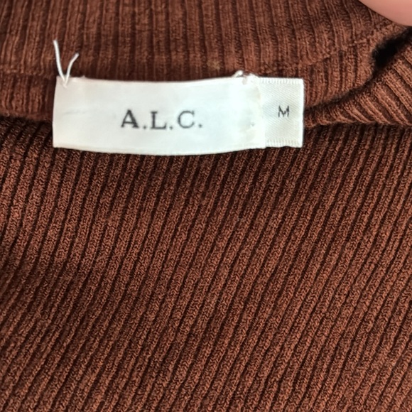 ALC Brown Ribbed Pulloverer Caplan Sweater Shirt Size M - Picture 6 of 9